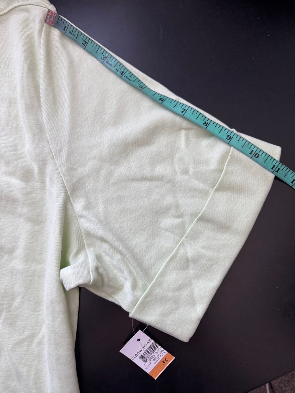 Light Green Elbow Sleeve Boatneck Short Sleeve Top Plus Size 3X - Picture 7 of 8